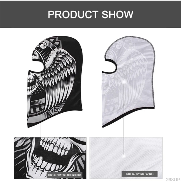 Tactical Skull Ghost Printed Full Face Mask Balaclava Halloween Ski Motorcycle - Picture 5 of 6